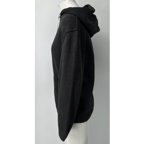 The Kooples black wash out cotton wool long sleeve hoodie sweater NWT sz 3/L - Picture 2 of 6